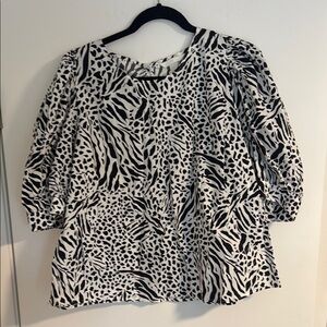 H&M Black and White Animal Print Women's Top size XL new with tags